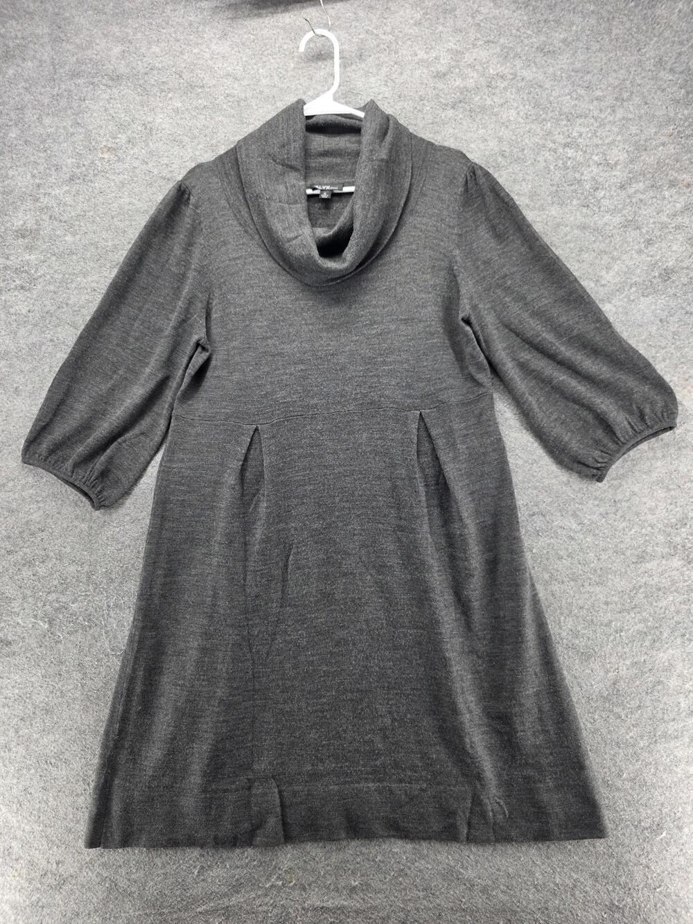 ALYX Dress Womens XL Gray Knee Length Sweater A-Line Cowl Empire Pleated